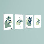 Abstract Botanical Leaves 4 Pieces Kids Metal Wall Art.