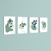 Abstract Botanical Leaves 4 Pieces Kids Metal Wall Art.