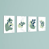 Abstract Botanical Leaves 4 Pieces Kids Metal Wall Art.