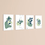 Abstract Botanical Leaves 4 Pieces Kids Metal Wall Art.