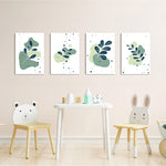 Abstract Botanical Leaves 4 Pieces Kids Metal Wall Art.