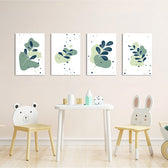 Abstract Botanical Leaves 4 Pieces Kids Metal Wall Art.