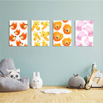 Cute Animal Faces Pattern 4 Pieces Kids Metal Wall Art.