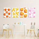 Cute Animal Faces Pattern 4 Pieces Kids Metal Wall Art.