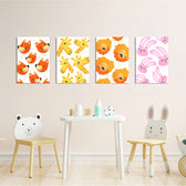 Cute Animal Faces Pattern 4 Pieces Kids Metal Wall Art.
