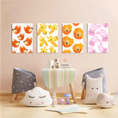Cute Animal Faces Pattern 4 Pieces Kids Metal Wall Art.