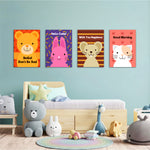 Friendly Animals Quotes 4 Pieces Kids Metal Wall Art.