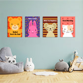 Friendly Animals Quotes 4 Pieces Kids Metal Wall Art.