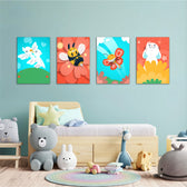 Cute Garden Friends 4 Pieces Kids Metal Wall Art.