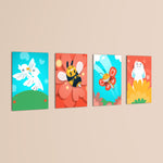 Cute Garden Friends 4 Pieces Kids Metal Wall Art.