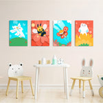 Cute Garden Friends 4 Pieces Kids Metal Wall Art.