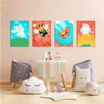 Cute Garden Friends 4 Pieces Kids Metal Wall Art.