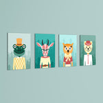 Dapper Forest Animals 4 Pieces Kids Metal Wall Art.