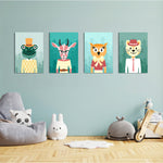 Dapper Forest Animals 4 Pieces Kids Metal Wall Art.