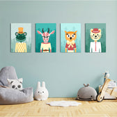 Dapper Forest Animals 4 Pieces Kids Metal Wall Art.