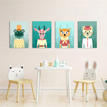 Dapper Forest Animals 4 Pieces Kids Metal Wall Art.