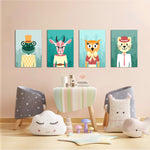 Dapper Forest Animals 4 Pieces Kids Metal Wall Art.