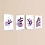 Purple Abstract Leaves 4 Pieces Kids Metal Wall Art.