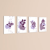 Purple Abstract Leaves 4 Pieces Kids Metal Wall Art.
