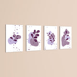 Purple Abstract Leaves 4 Pieces Kids Metal Wall Art.
