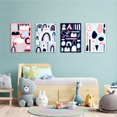 Scandi Shapes & Rainbows 4 Pieces Kids Metal Wall Art.