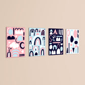 Scandi Shapes & Rainbows 4 Pieces Kids Metal Wall Art.