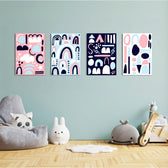 Scandi Shapes & Rainbows 4 Pieces Kids Metal Wall Art.