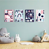 Scandi Shapes & Rainbows 4 Pieces Kids Metal Wall Art.
