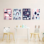 Scandi Shapes & Rainbows 4 Pieces Kids Metal Wall Art.