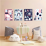 Scandi Shapes & Rainbows 4 Pieces Kids Metal Wall Art.