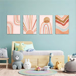 Boho Sun & Rainbows 4 Pieces Kids Metal Wall Art.