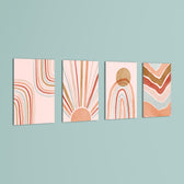 Boho Sun & Rainbows 4 Pieces Kids Metal Wall Art.