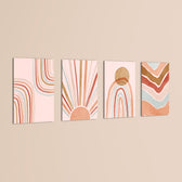 Boho Sun & Rainbows 4 Pieces Kids Metal Wall Art.