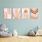 Boho Sun & Rainbows 4 Pieces Kids Metal Wall Art.