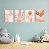 Boho Sun & Rainbows 4 Pieces Kids Metal Wall Art.