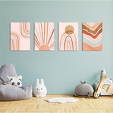 Boho Sun & Rainbows 4 Pieces Kids Metal Wall Art.