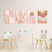 Boho Sun & Rainbows 4 Pieces Kids Metal Wall Art.