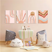 Boho Sun & Rainbows 4 Pieces Kids Metal Wall Art.