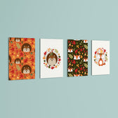 Woodland Autumn Friends 4 Pieces Kids Metal Wall Art.