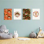 Woodland Autumn Friends 4 Pieces Kids Metal Wall Art.