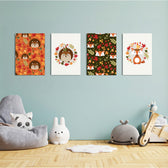 Woodland Autumn Friends 4 Pieces Kids Metal Wall Art.