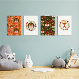 Woodland Autumn Friends 4 Pieces Kids Metal Wall Art.