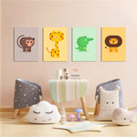 Cute Safari Animals 4 Pieces Kids Metal Wall Art.