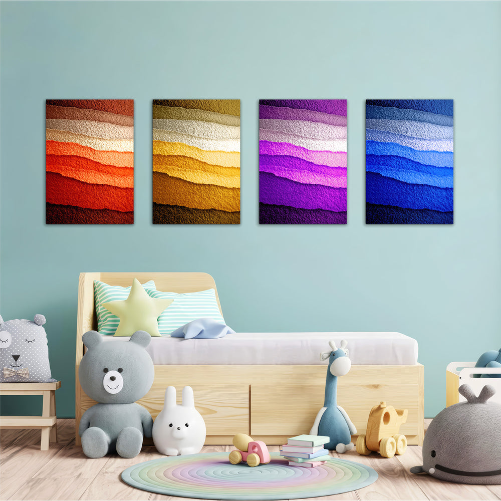 Layered Color Waves 4 Pieces Kids Metal Wall Art.
