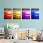 Layered Color Waves 4 Pieces Kids Metal Wall Art.