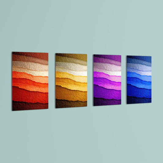 Layered Color Waves 4 Pieces Kids Metal Wall Art.