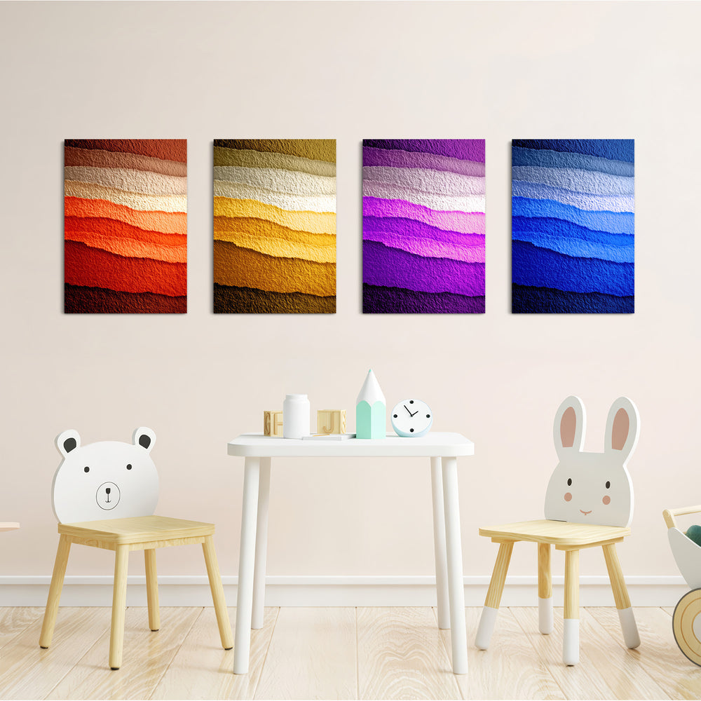 Layered Color Waves 4 Pieces Kids Metal Wall Art.