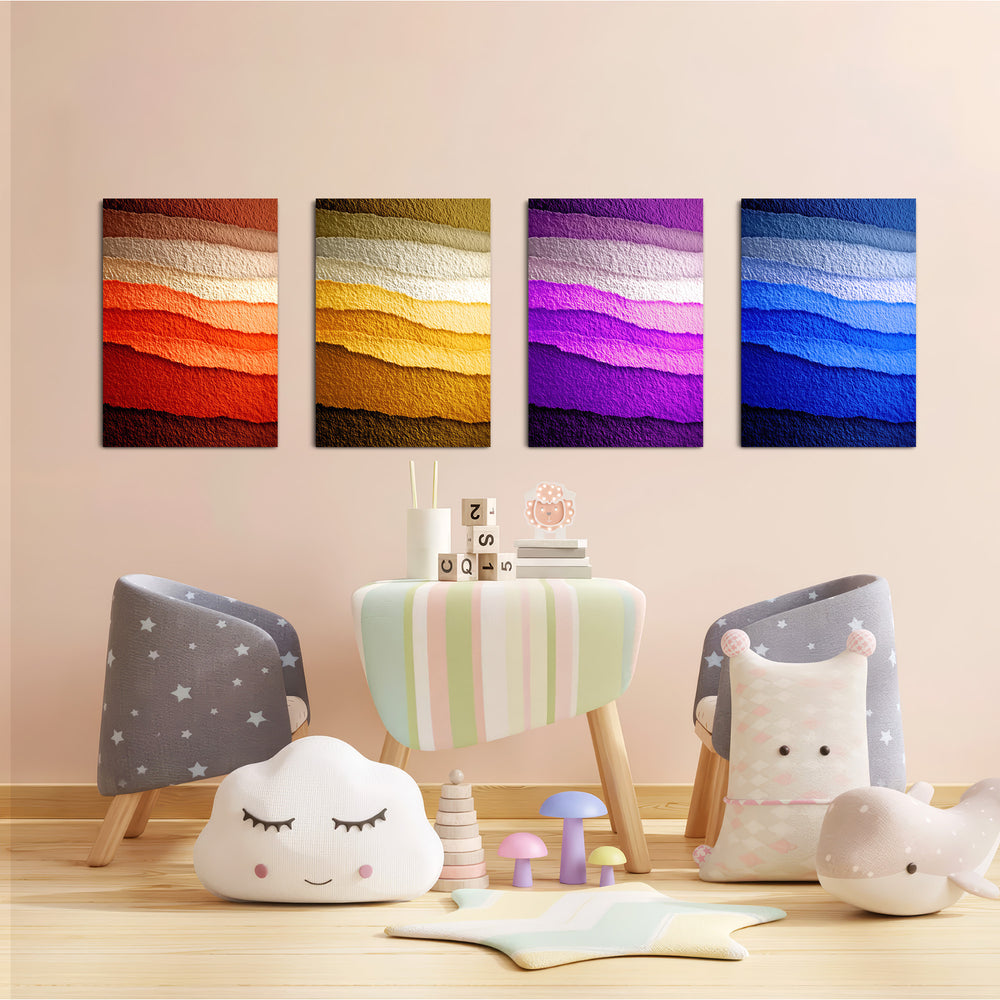 Layered Color Waves 4 Pieces Kids Metal Wall Art.