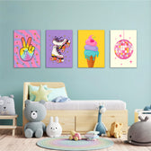 Retro Groovy Fun 4 Pieces Kids Metal Wall Art.