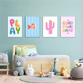 Play Day Cactus & Fish 4 Pieces Kids Metal Wall Art.